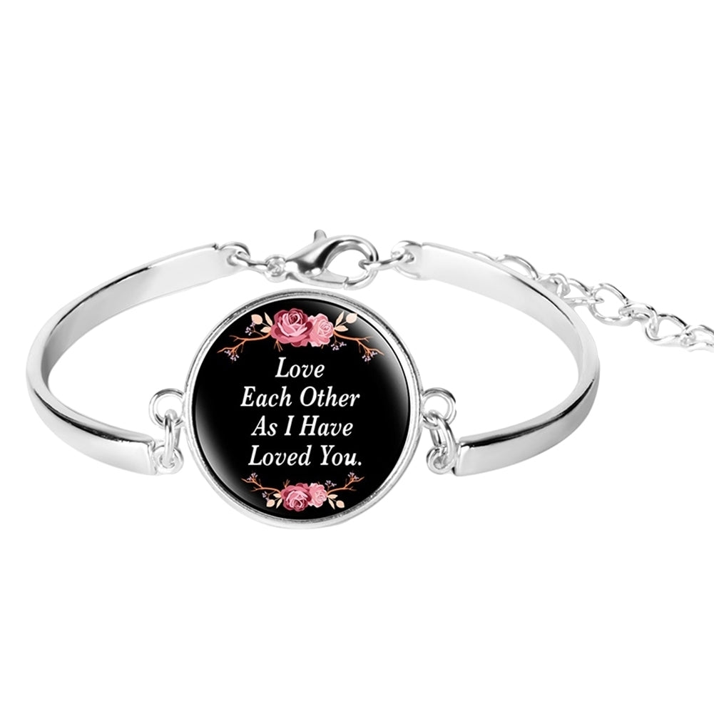 Unisex Bible Verse Quote Psalm Glass Cabochon Charm Bracelet Christian Jewelry Image 10