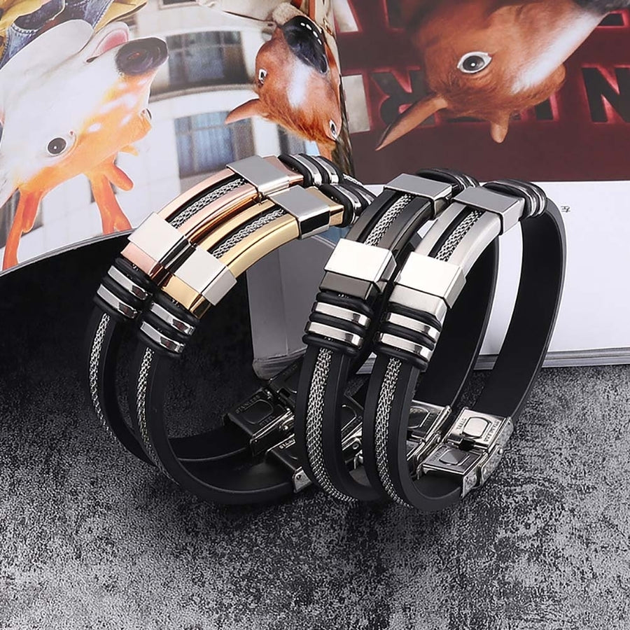 Unique Men Titanium Steel Hand Chain Handmade Bracelet Bangle Club Jewelry Gift Image 1