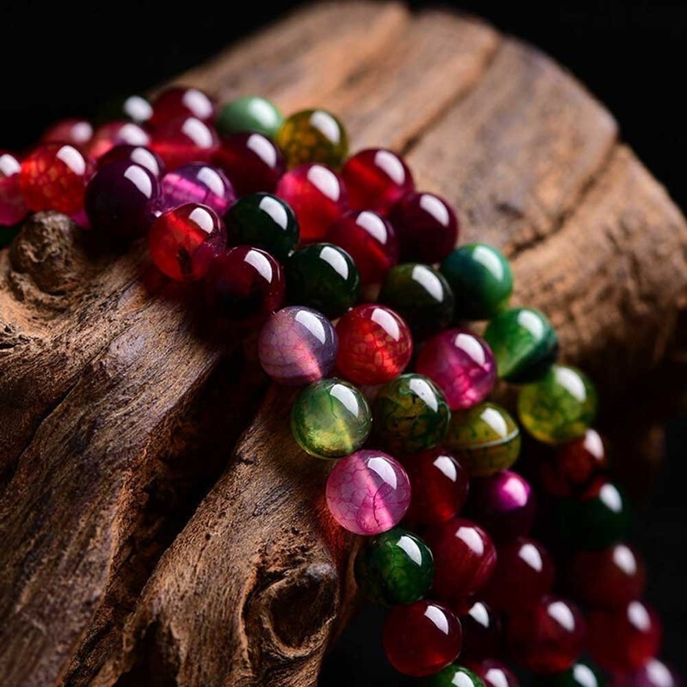 6/8/10mm Faux Agate Tourmaline Loose Round Beads Strand Bracelet Jewelry Making Image 3