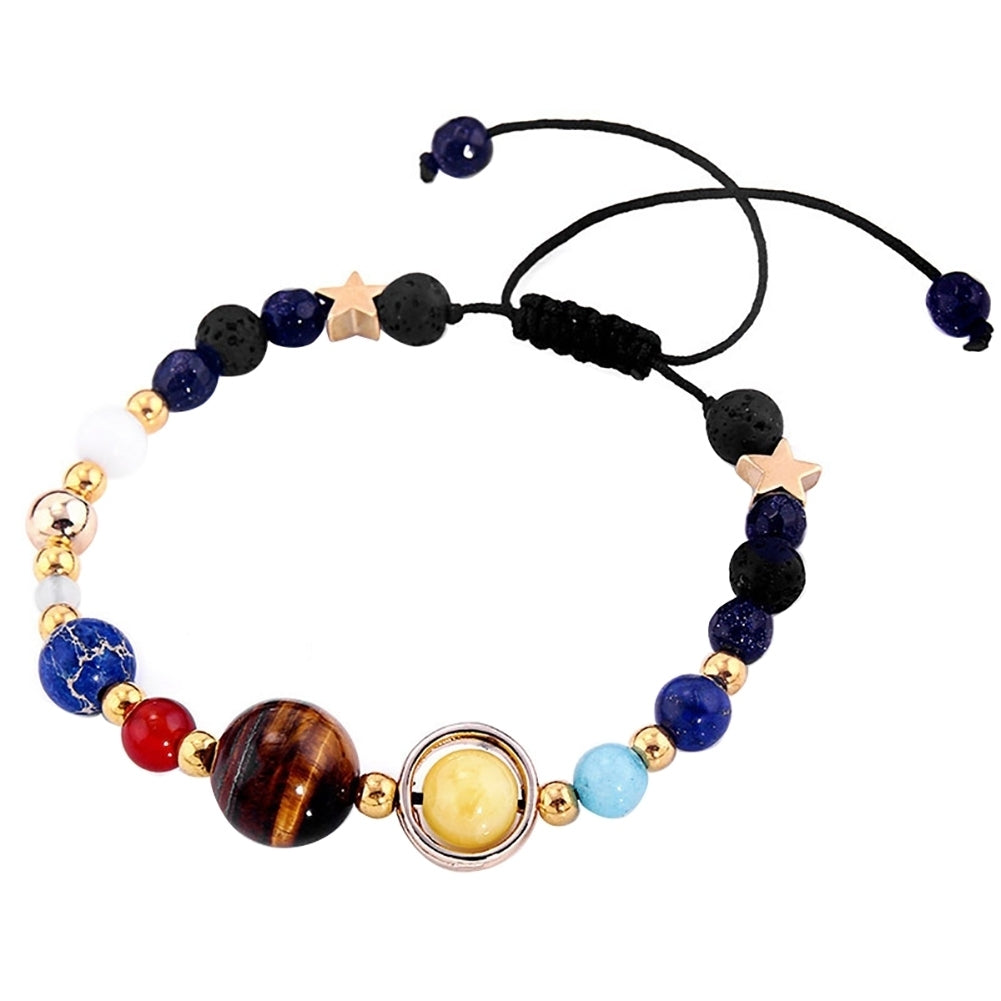 18.5cm Solar System Eight Planets Natural Stone Beaded Bracelet Charm Jewelry Image 2