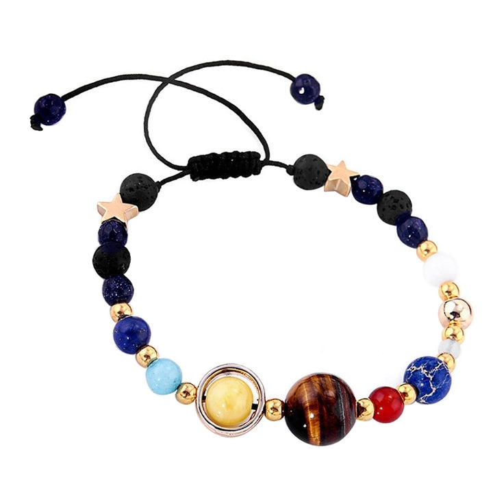 18.5cm Solar System Eight Planets Natural Stone Beaded Bracelet Charm Jewelry Image 3