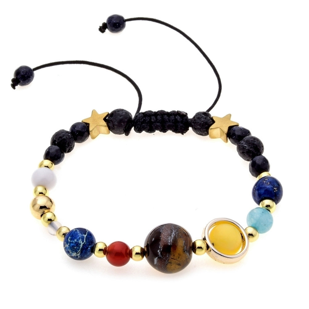 18.5cm Solar System Eight Planets Natural Stone Beaded Bracelet Charm Jewelry Image 4