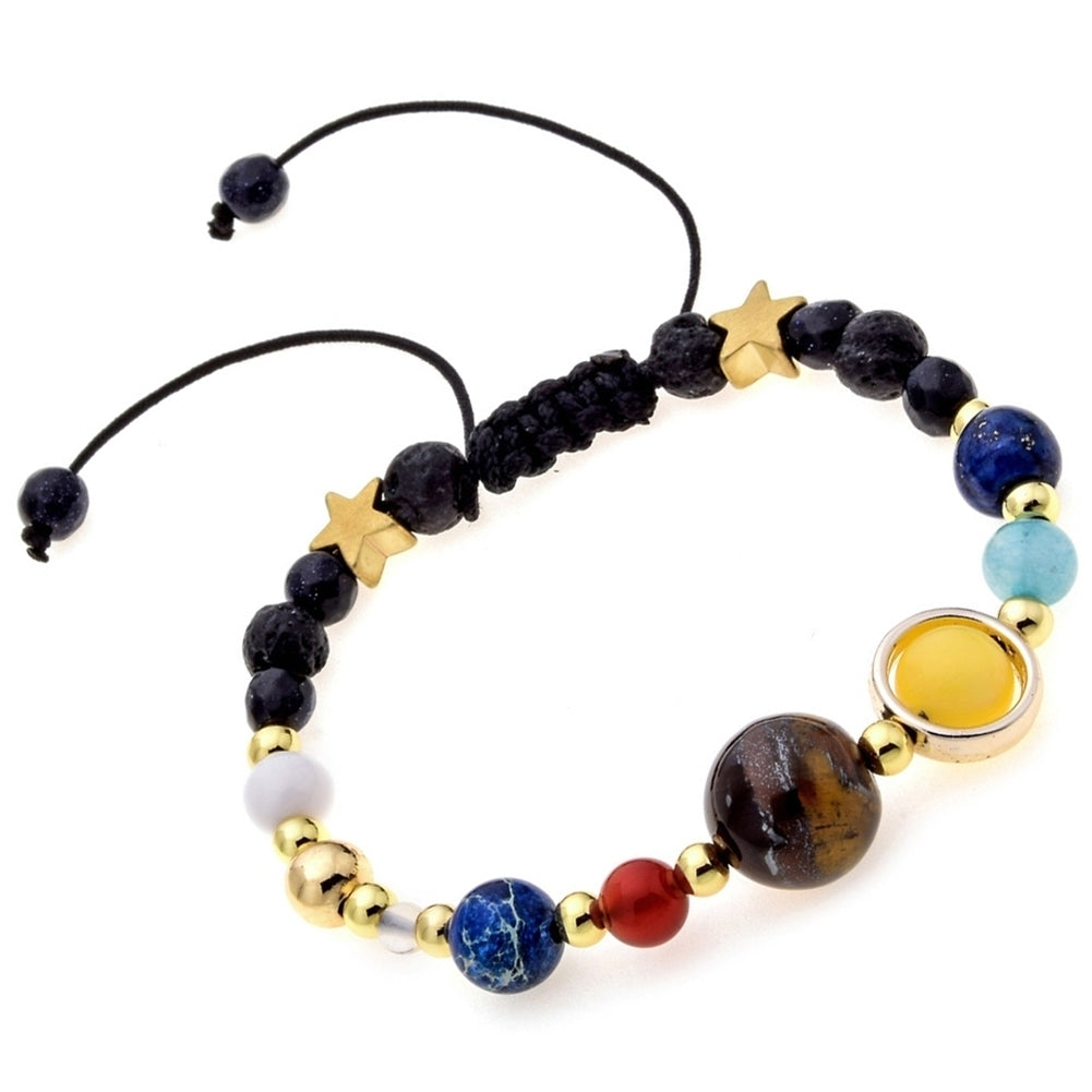 18.5cm Solar System Eight Planets Natural Stone Beaded Bracelet Charm Jewelry Image 4