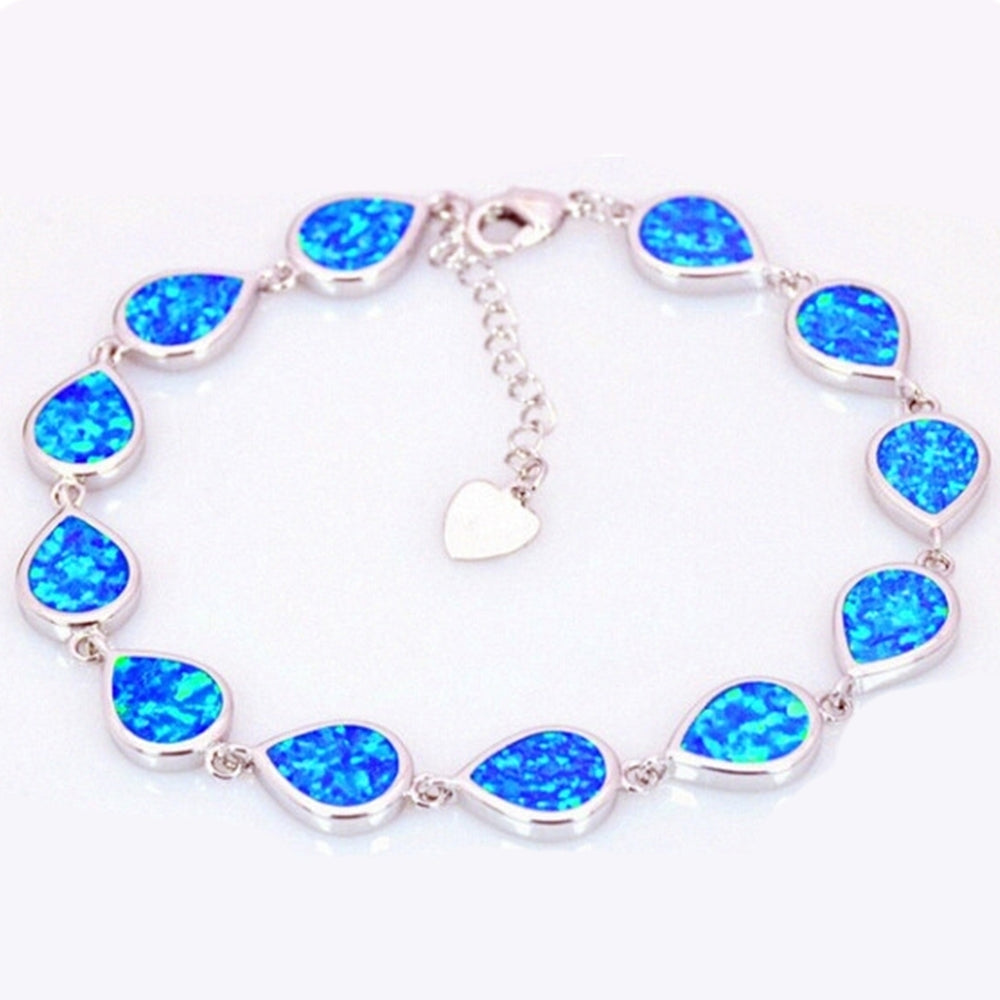 Unisex Fashion Water Drop Opal Bracelet Hand Chain Party Jewelry Accessory Gift Image 2