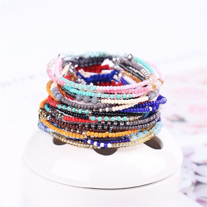 Bohemian Women Colorful Beaded Multilayer Bracelet Handmade Woven Jewelry Gift Image 3