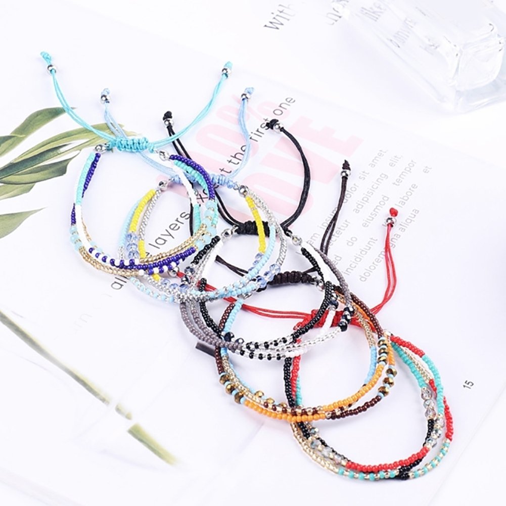 Bohemian Women Colorful Beaded Multilayer Bracelet Handmade Woven Jewelry Gift Image 4