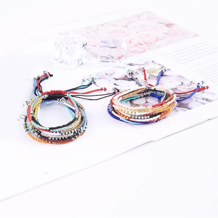 Bohemian Women Colorful Beaded Multilayer Bracelet Handmade Woven Jewelry Gift Image 4