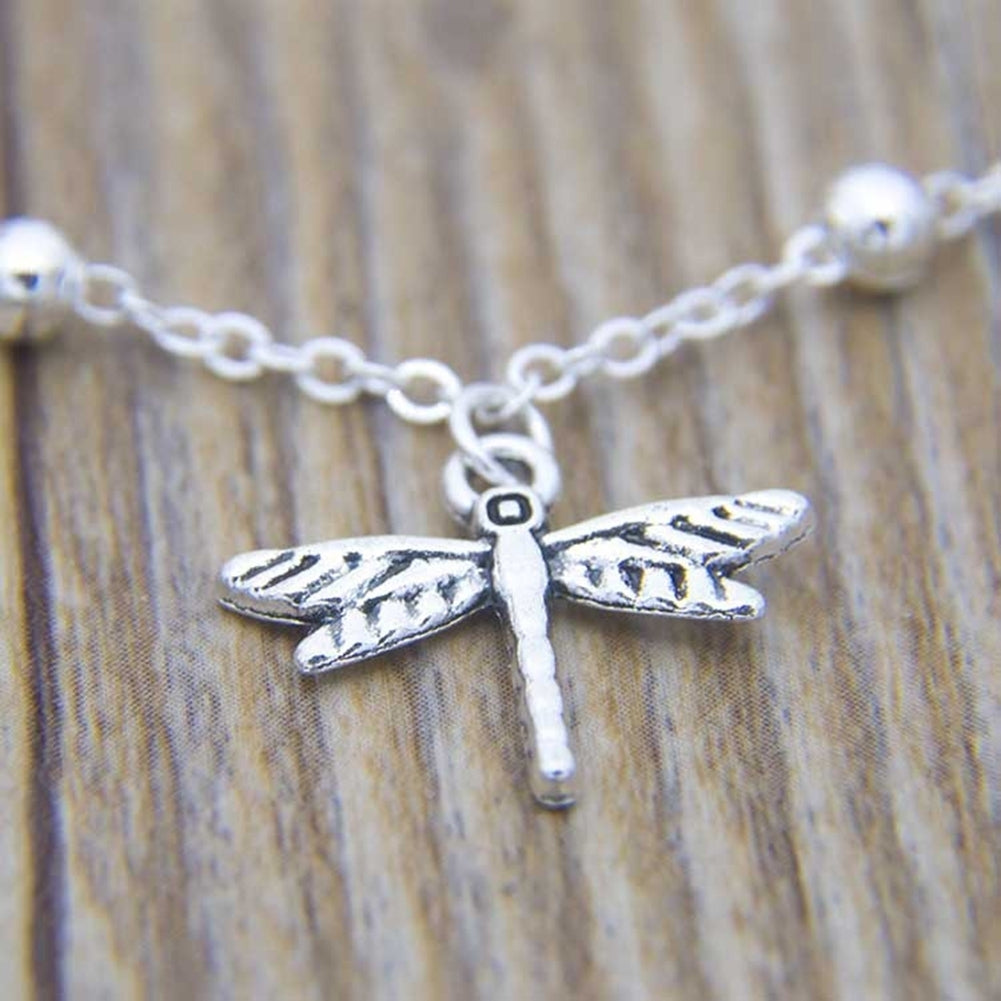 Simple Dragonfly Tassel Charm Ball Chain Bracelet Bangle Women Jewelry Gift Image 2