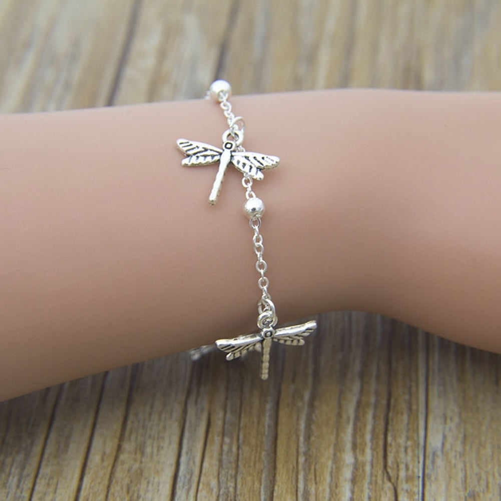 Simple Dragonfly Tassel Charm Ball Chain Bracelet Bangle Women Jewelry Gift Image 3