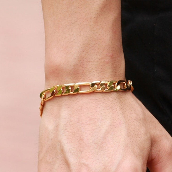 Simple Square Buckle Sideways Chain Bangle Bracelet Men Jewelry Birthday Gift Image 4