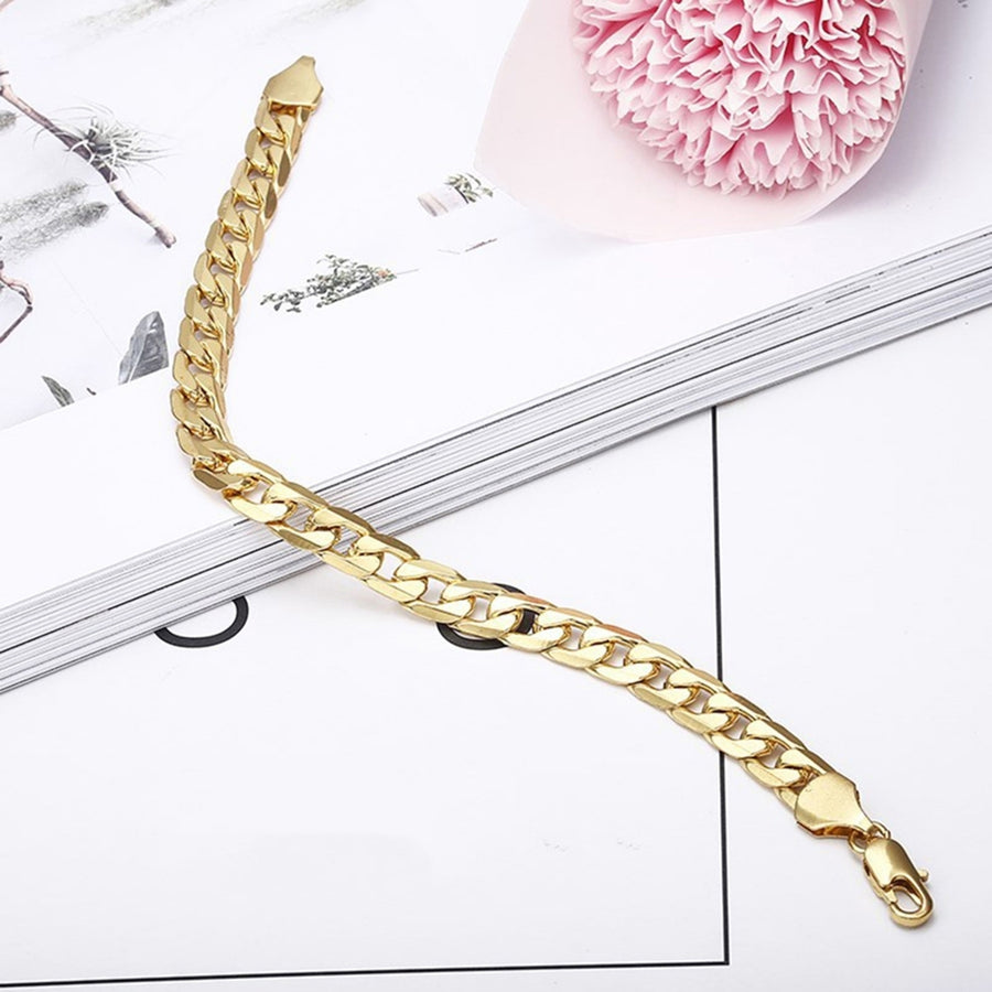 Chain Bracelet Glossy Hard to Tarnish Hip Hop Style Cuban Chain Bracelet for Gift Image 1