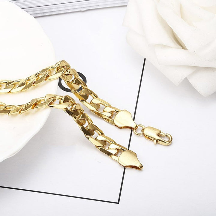 Chain Bracelet Glossy Hard to Tarnish Hip Hop Style Cuban Chain Bracelet for Gift Image 2