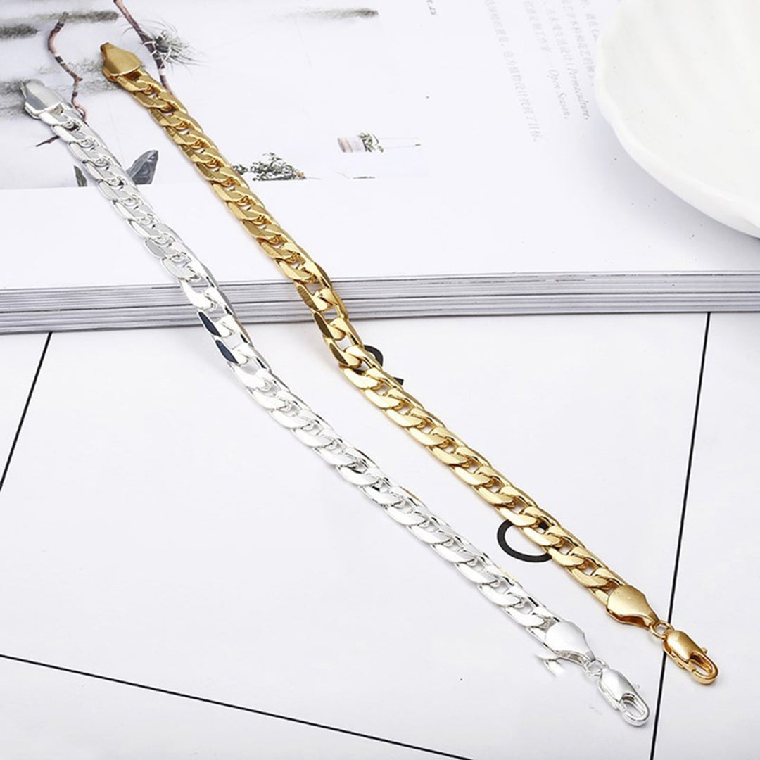 Chain Bracelet Glossy Hard to Tarnish Hip Hop Style Cuban Chain Bracelet for Gift Image 3