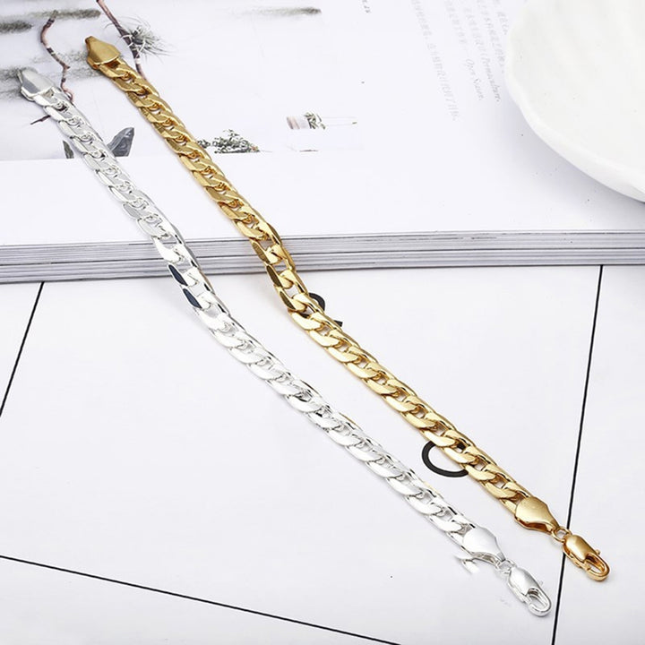 Chain Bracelet Glossy Hard to Tarnish Hip Hop Style Cuban Chain Bracelet for Gift Image 3