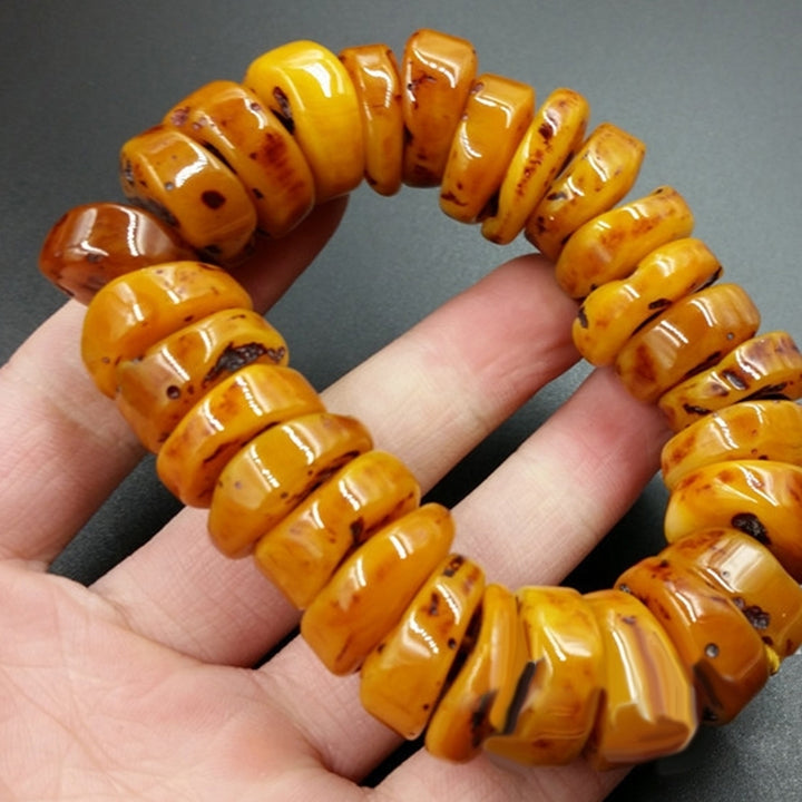 Fashion Natural Amber Beeswax Abacus Beaded Bracelet Hand Jewelry Accessory Gift Image 4