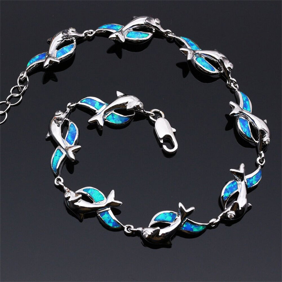 Women Fashion Copper Dolphin Charm Chain Bracelet Jewelry Gift for Banquet Party Image 1