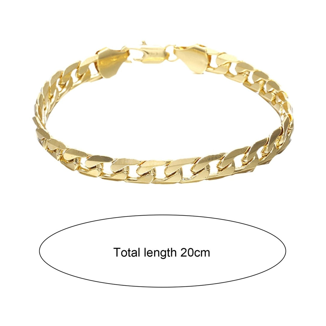 Chain Bracelet Glossy Hard to Tarnish Hip Hop Style Cuban Chain Bracelet for Gift Image 4