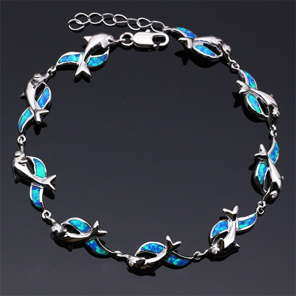 Women Fashion Copper Dolphin Charm Chain Bracelet Jewelry Gift for Banquet Party Image 2