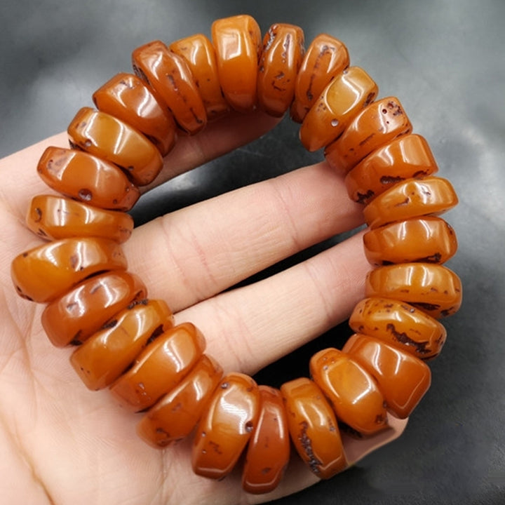 Fashion Natural Amber Beeswax Abacus Beaded Bracelet Hand Jewelry Accessory Gift Image 6