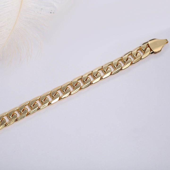 Chain Bracelet Glossy Hard to Tarnish Hip Hop Style Cuban Chain Bracelet for Gift Image 7