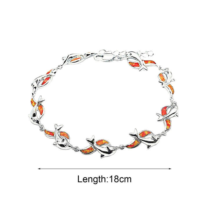 Women Fashion Copper Dolphin Charm Chain Bracelet Jewelry Gift for Banquet Party Image 4