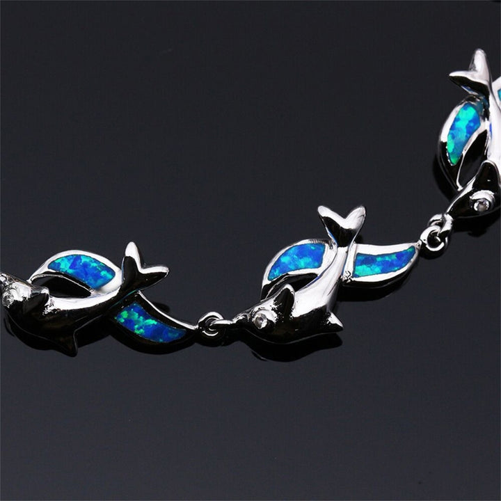 Women Fashion Copper Dolphin Charm Chain Bracelet Jewelry Gift for Banquet Party Image 8