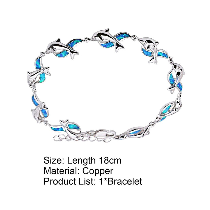 Women Fashion Copper Dolphin Charm Chain Bracelet Jewelry Gift for Banquet Party Image 9