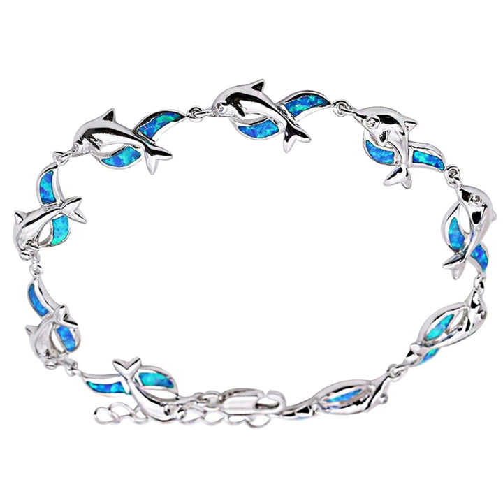 Women Fashion Copper Dolphin Charm Chain Bracelet Jewelry Gift for Banquet Party Image 10