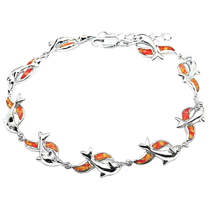 Women Fashion Copper Dolphin Charm Chain Bracelet Jewelry Gift for Banquet Party Image 11