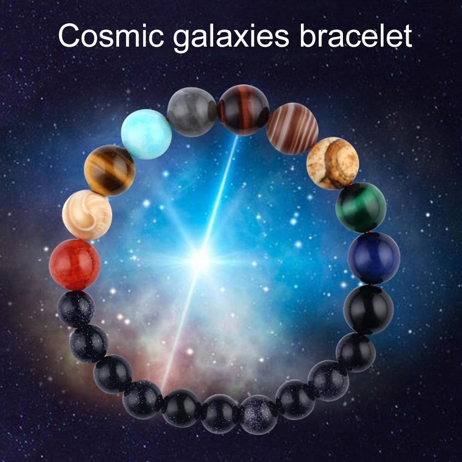 Fashion Universe 8 Planets Beaded Bracelet Bangle Couple Elastic Jewelry Gift Image 1