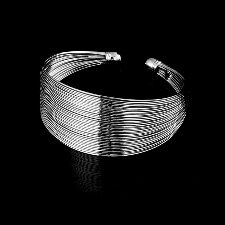 Fashion Women Multi Wire Circle Opening Bangle Adjustable Cuff Bracelet Gift Image 2