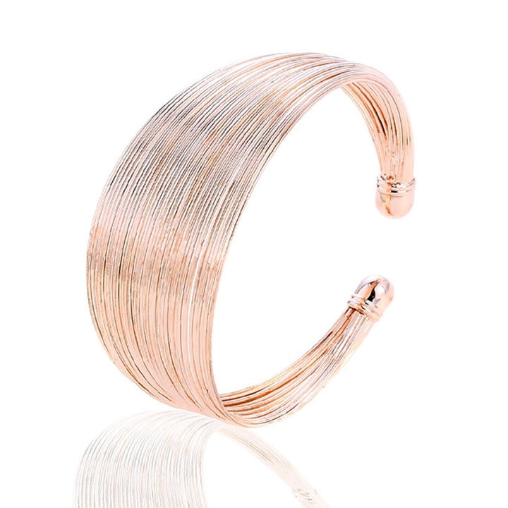 Fashion Women Multi Wire Circle Opening Bangle Adjustable Cuff Bracelet Gift Image 6