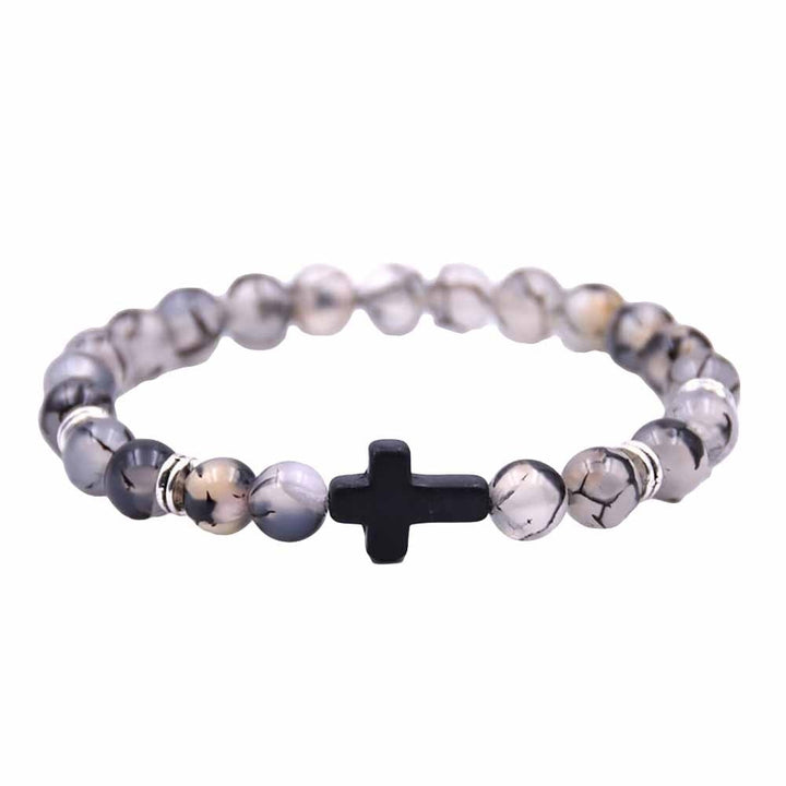 Fashion Unisex 6 Colors Cross Charm Elastic Rope Bracelet Stone Bangle Jewelry Image 1