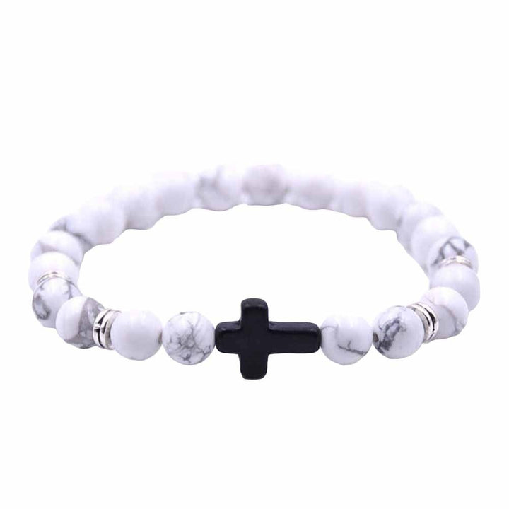 Fashion Unisex 6 Colors Cross Charm Elastic Rope Bracelet Stone Bangle Jewelry Image 1