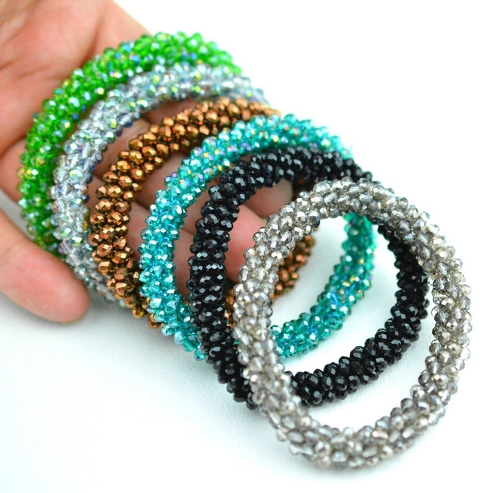 Shiny Rhinestone Elastic Bracelet Bangle Hair Rope Hairband Nepal Women Jewelry Image 1