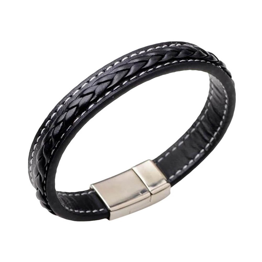 Fashion Men Solid Color Braided Magnetic Buckle Clasp Cuff Bracelet Bangle Gift Image 6