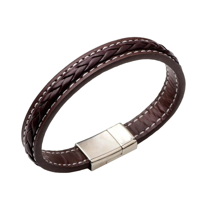 Fashion Men Solid Color Braided Magnetic Buckle Clasp Cuff Bracelet Bangle Gift Image 7