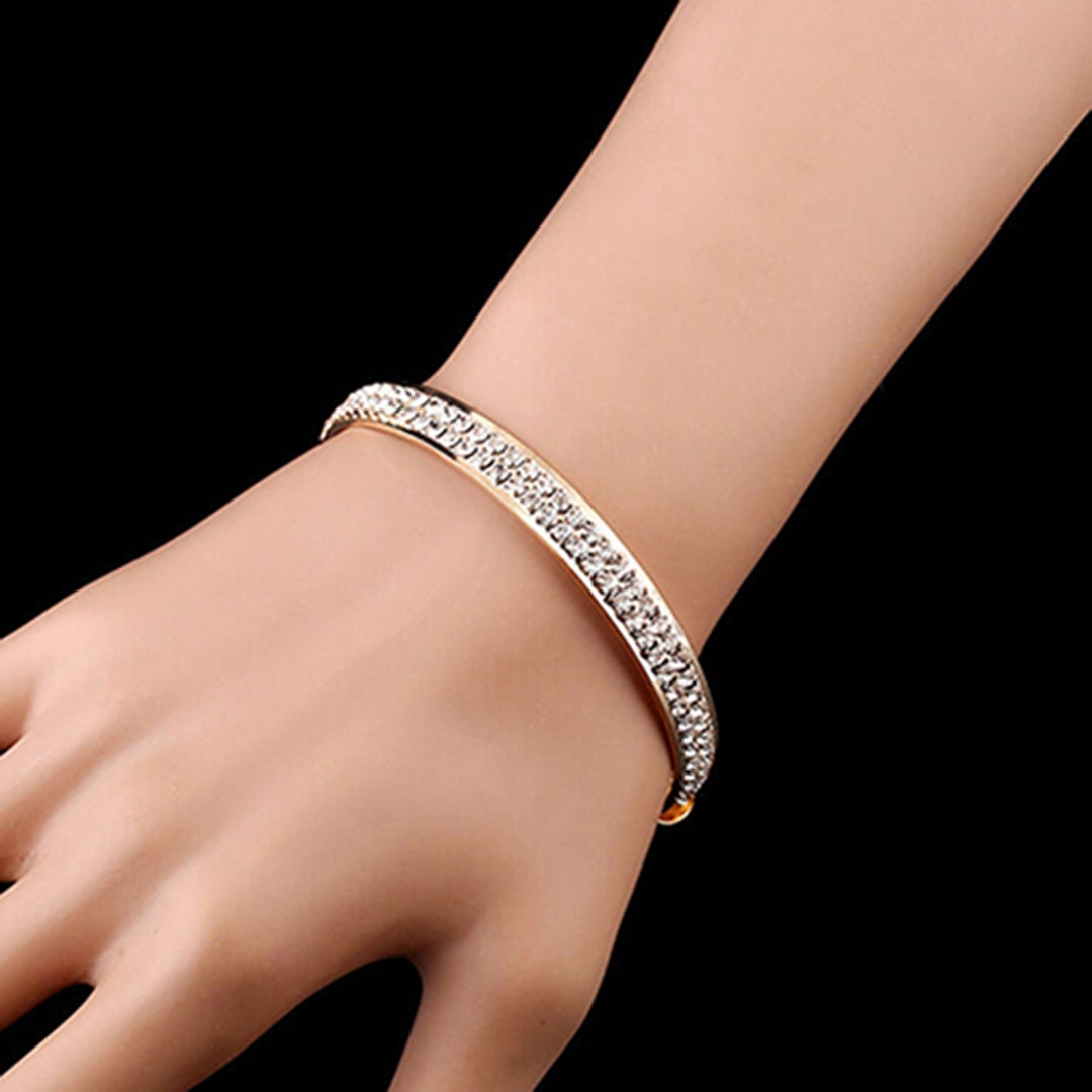 Bracelet Opening End Rhinestone Women Charm Sterling Silver Bracelet for Club Image 3