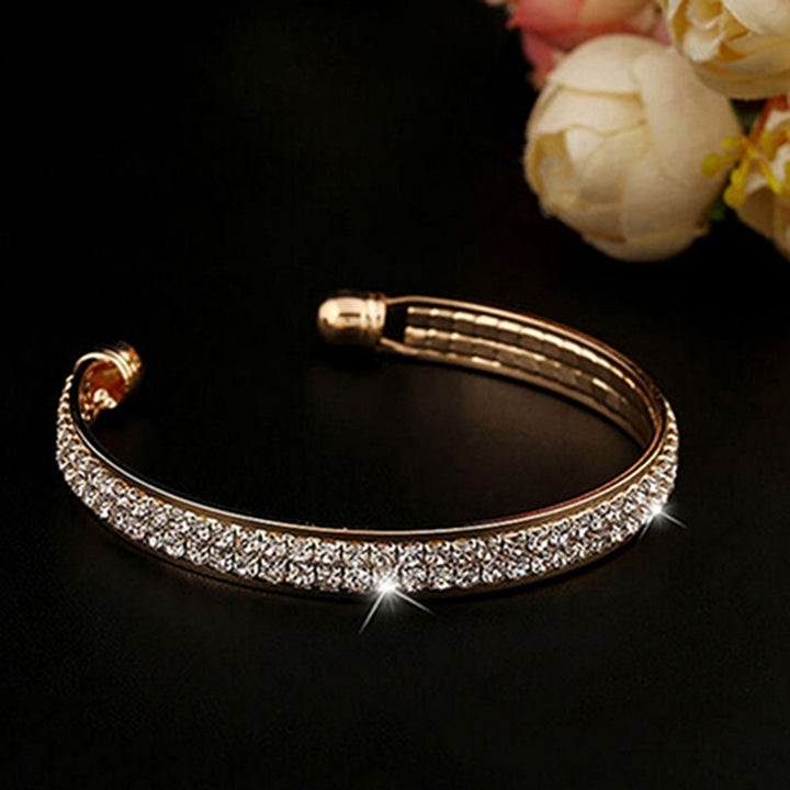 Bracelet Opening End Rhinestone Women Charm Sterling Silver Bracelet for Club Image 4