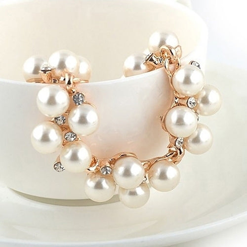 Women Fashion Faux Pearl Rhinestone Bracelet Bangle Jewelry Charm Xmas Gift Image 2