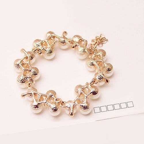 Women Fashion Faux Pearl Rhinestone Bracelet Bangle Jewelry Charm Xmas Gift Image 3