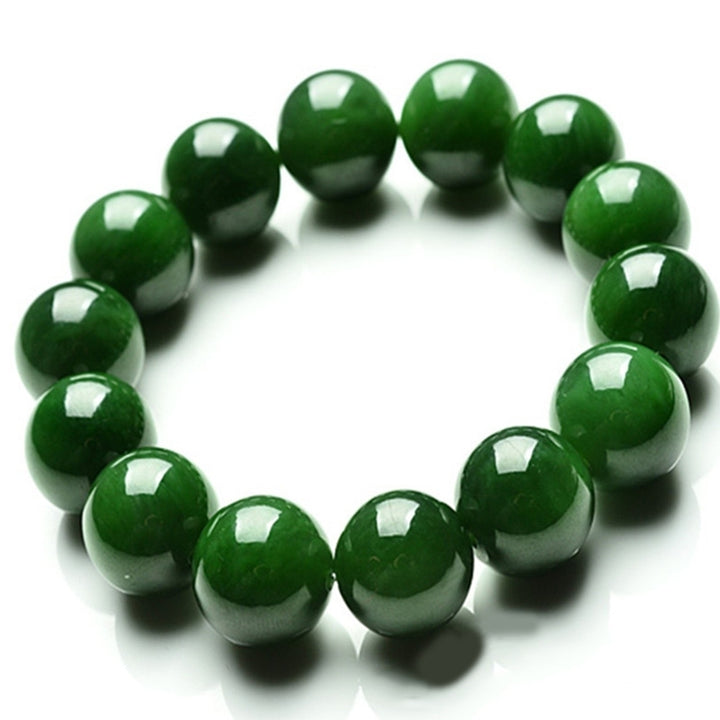 Natural 10mm Dark Green Faux Jade Round Beads Stretchy Bangle Bracelet Gift Image 3