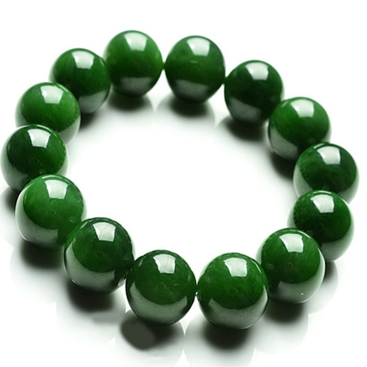 Natural 10mm Dark Green Faux Jade Round Beads Stretchy Bangle Bracelet Gift Image 4