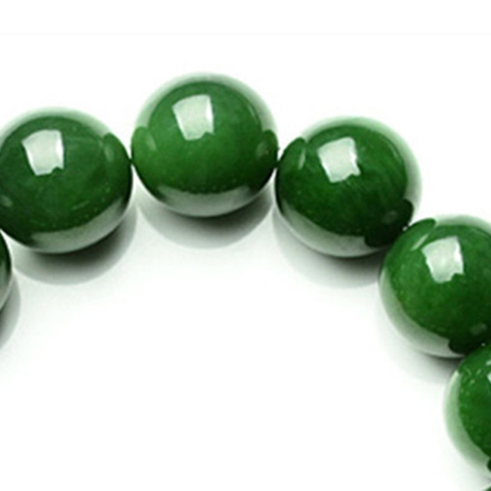 Natural 10mm Dark Green Faux Jade Round Beads Stretchy Bangle Bracelet Gift Image 6