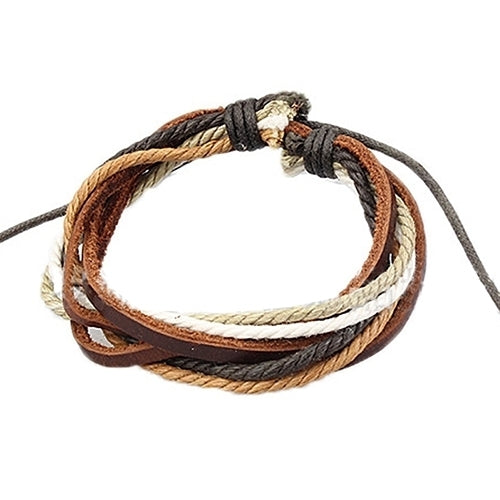 Unisex Punk Fashion Jewelry Charm Faux Leather Bracelet Braided Rope Bangle Image 4