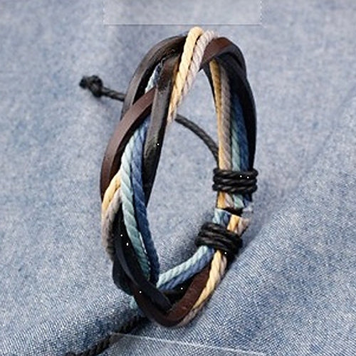 Unisex Punk Fashion Jewelry Charm Faux Leather Bracelet Braided Rope Bangle Image 7