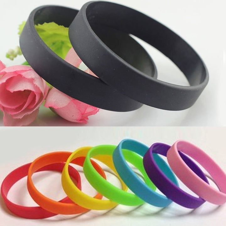 2 Pcs Men Women Silicone Wristbands Solid Color Sports Bracelet Bangle Gift Image 1