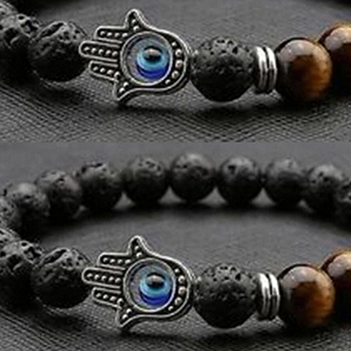 Fashion Unisex Jewelry Natural Stone Beads Silver Buddha Hand Charm Bracelet Image 4