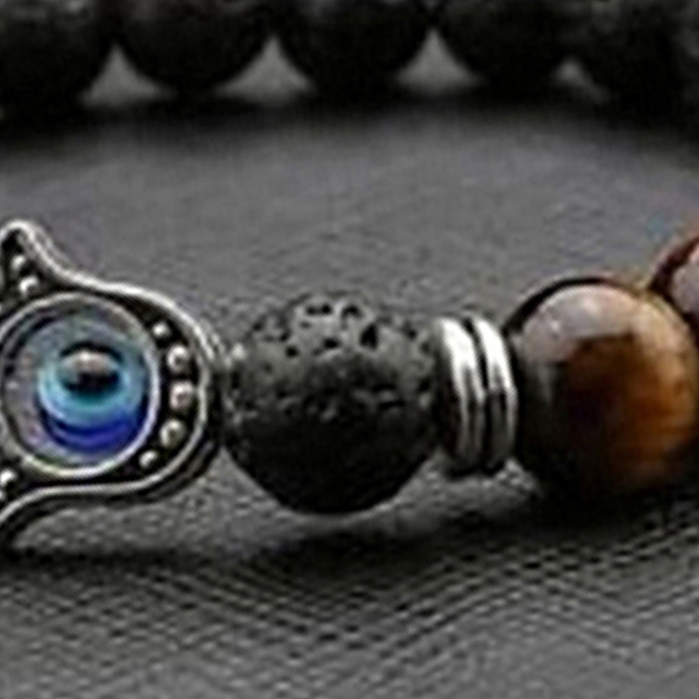 Fashion Unisex Jewelry Natural Stone Beads Silver Buddha Hand Charm Bracelet Image 6