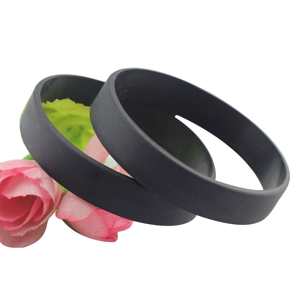 2 Pcs Men Women Silicone Wristbands Solid Color Sports Bracelet Bangle Gift Image 12